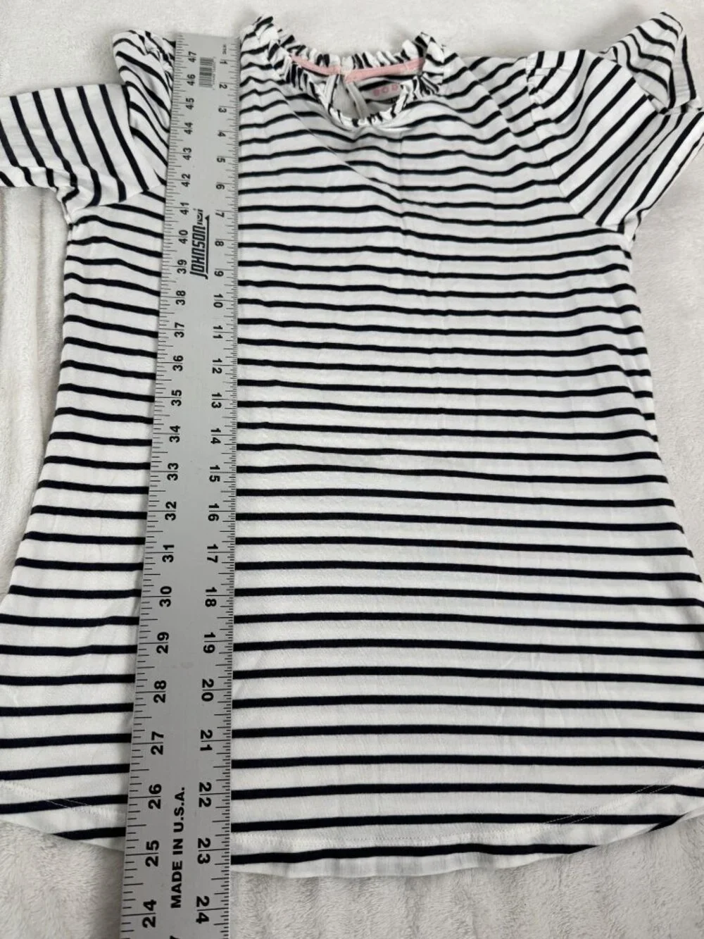 Boden Striped Long Sleeve Top Ruffle Collar Puff Shoulder Knit Blouse Size 4